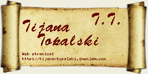 Tijana Topalski vizit kartica